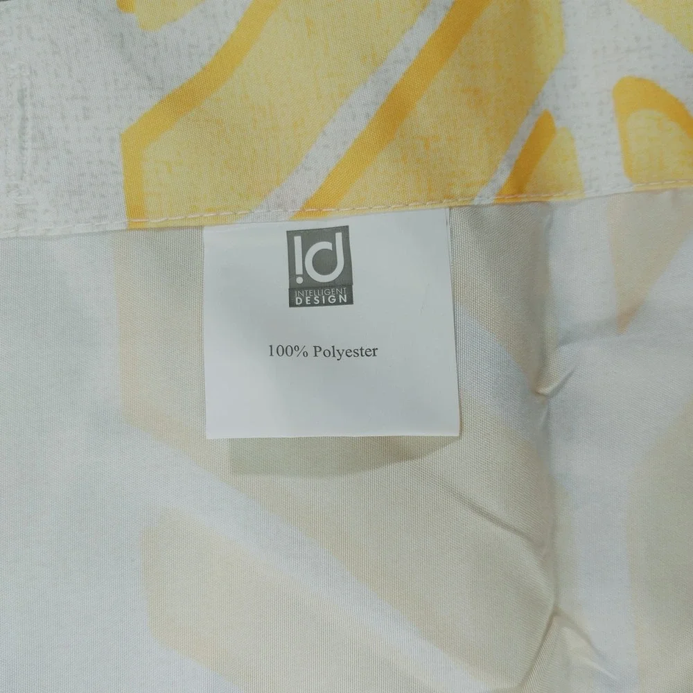 Intelligent Design Feather Leaf‎ Shower Curtain Yellow Gray 72x72 Polyester
